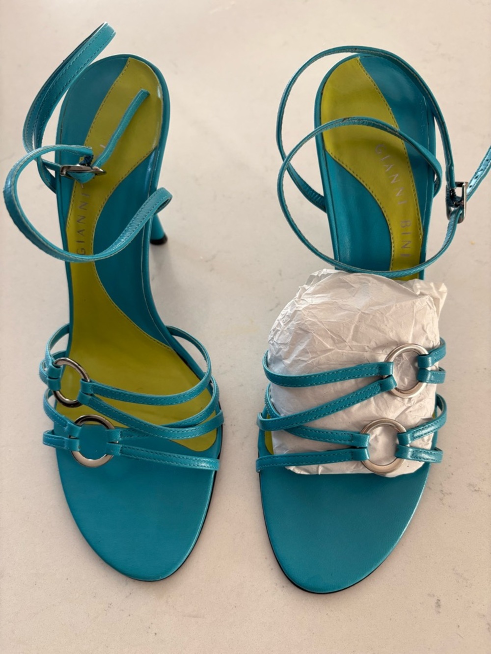 Gianni Bini Turquoise Strappy High Heel Sandals sz 10